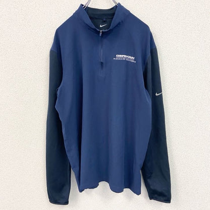 古着 used　NIKE　ナイキ　プルオーバージャケット　ハーフジップ　企業ロゴ　紺　ネイビー　Lサイズ