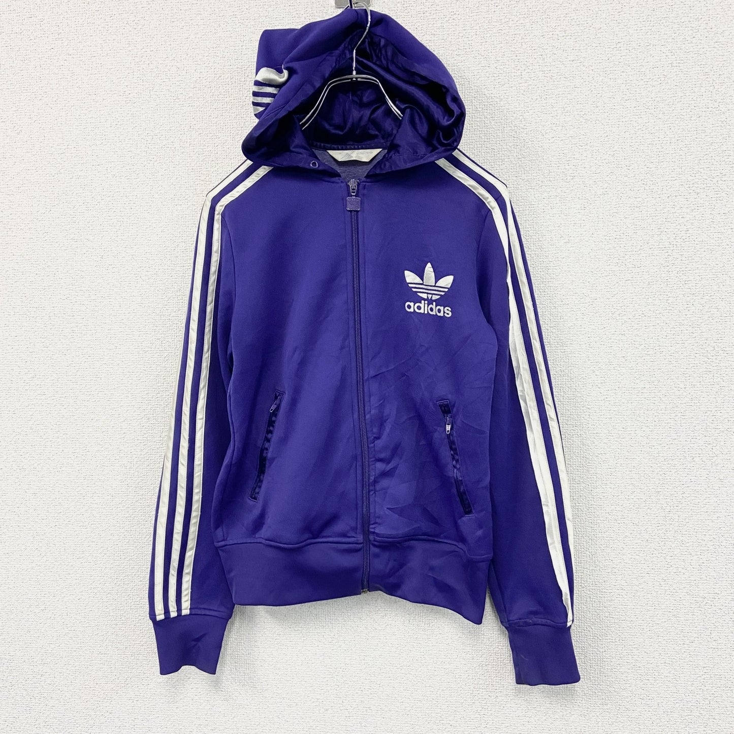 adidas　アディダス　トラックジャケット/ジャージパーカー　デカロゴ　紫　パープル　140