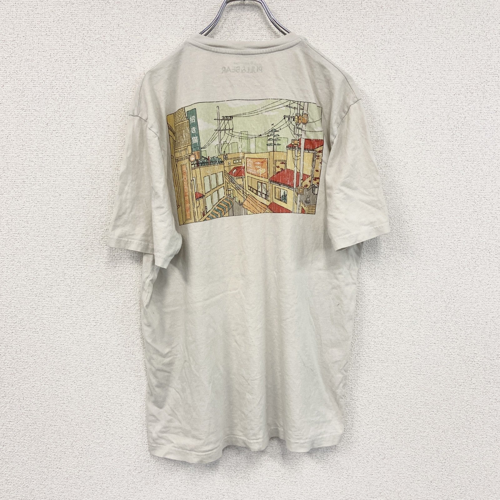 PULL&BEAR　プルアンドベア　半袖プリントTシャツ　両面プリント　白　ホワイト　Mサイズ　古着