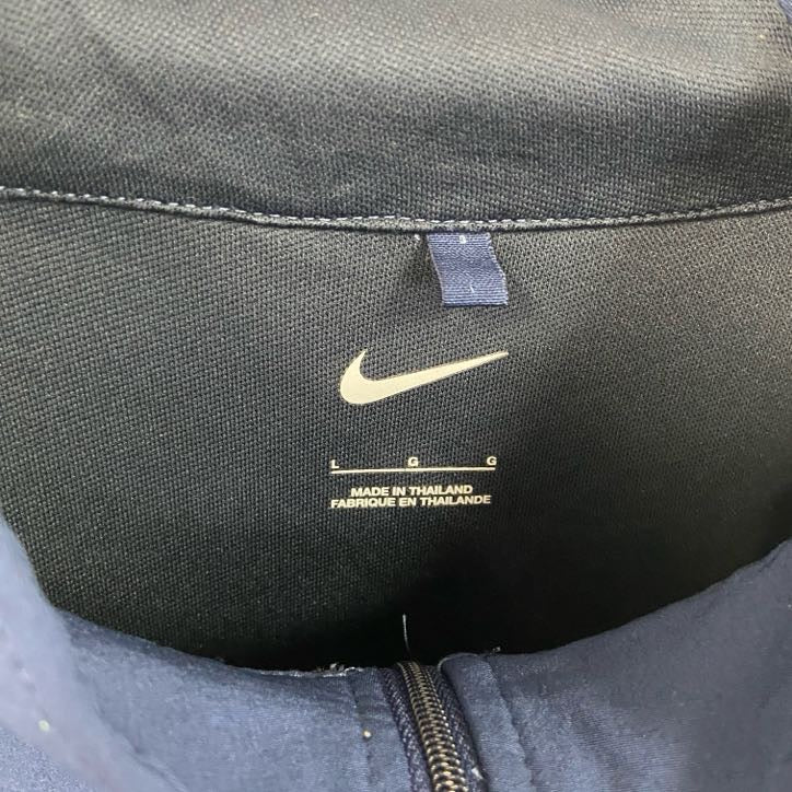古着 used　NIKE　ナイキ　プルオーバージャケット　ハーフジップ　企業ロゴ　紺　ネイビー　Lサイズ