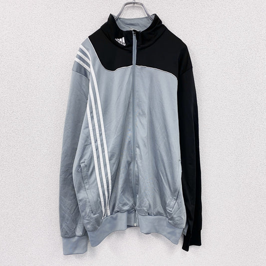 00s　adidas　アディダス　トラックジャケット/ジャージ　パフォーマンスロゴ　水色　ライトブルー　黒　ブラック　XOサイズ