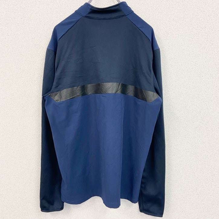 古着 used　NIKE　ナイキ　プルオーバージャケット　ハーフジップ　企業ロゴ　紺　ネイビー　Lサイズ