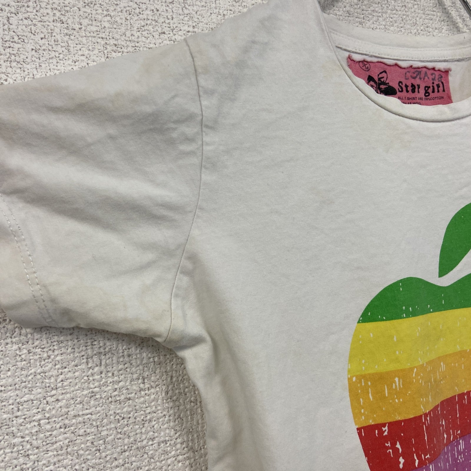 Star girl　Apple　アップル　半袖プリントTシャツ　企業ロゴ　白　ホワイト　Sサイズ　古着