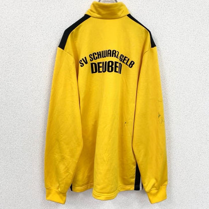 古着 used　adidas　アディダス　長袖ワンポイント刺繍ジャージ　フルジップトラックジャケット　サッカー　黄色　XLサイズ