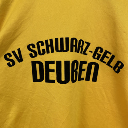 古着 used　adidas　アディダス　長袖ワンポイント刺繍ジャージ　フルジップトラックジャケット　サッカー　黄色　XLサイズ