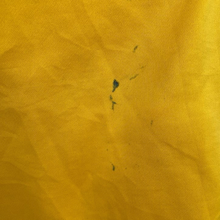 古着 used　adidas　アディダス　長袖ワンポイント刺繍ジャージ　フルジップトラックジャケット　サッカー　黄色　XLサイズ