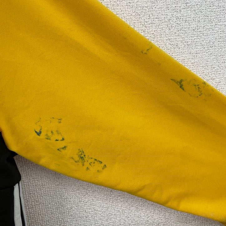 古着 used　adidas　アディダス　長袖ワンポイント刺繍ジャージ　フルジップトラックジャケット　サッカー　黄色　XLサイズ