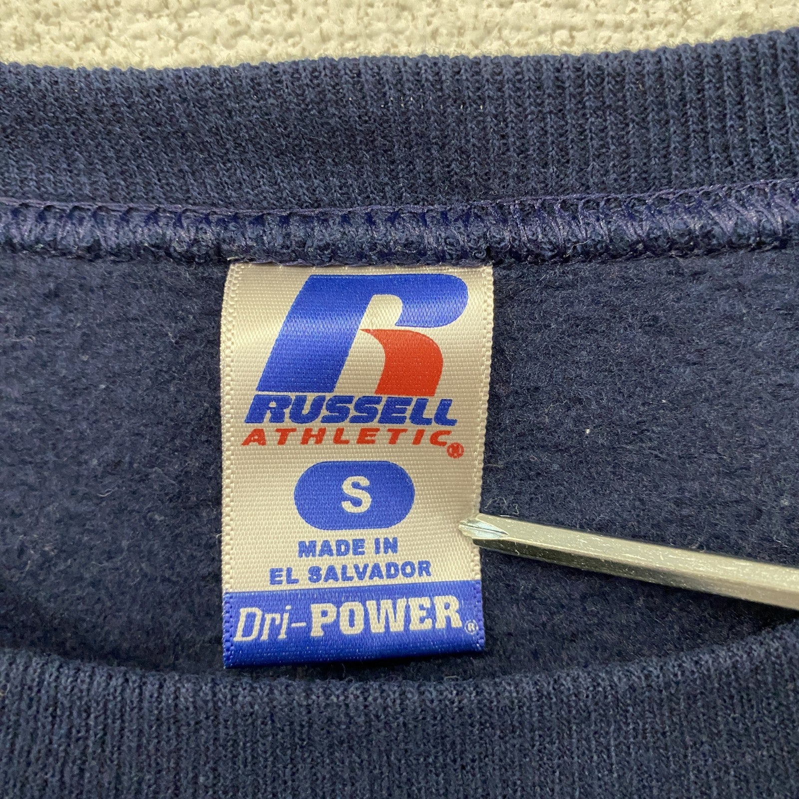 00s　RUSSELL　ラッセル　Dri POWER　スウェット/トレーナー　前V　ヴィンテージ　紺　ネイビー　Sサイズ　古着