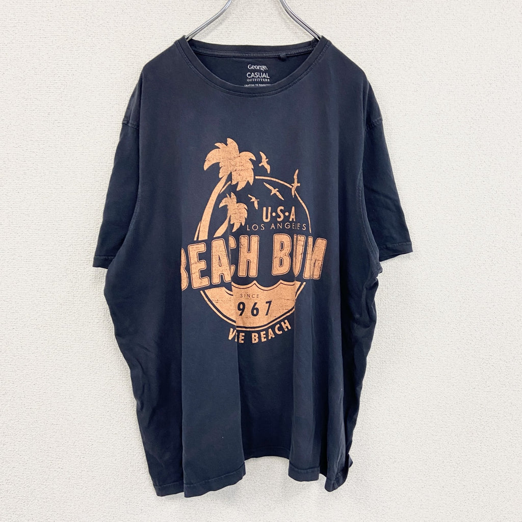 CASUAL　半袖プリントTシャツ　紺　ネイビー　3XLサイズ　古着