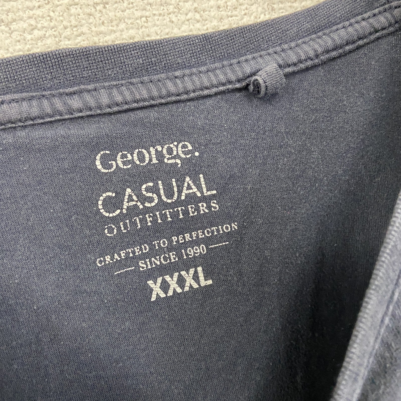 CASUAL　半袖プリントTシャツ　紺　ネイビー　3XLサイズ　古着