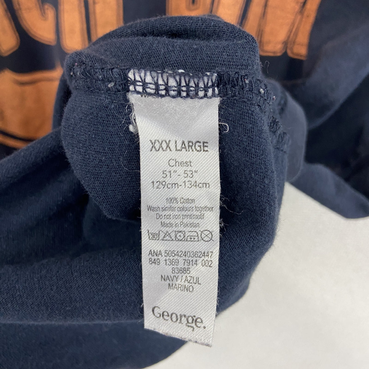 CASUAL　半袖プリントTシャツ　紺　ネイビー　3XLサイズ　古着