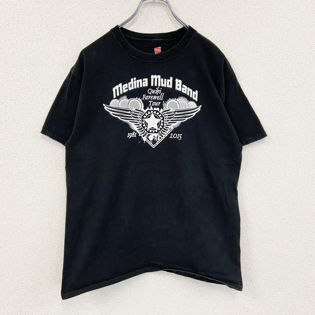 Hanes　ヘインズ　半袖プリントバンドTシャツ　Medina Mud Band　黒　ブラック　Mサイズ　古着