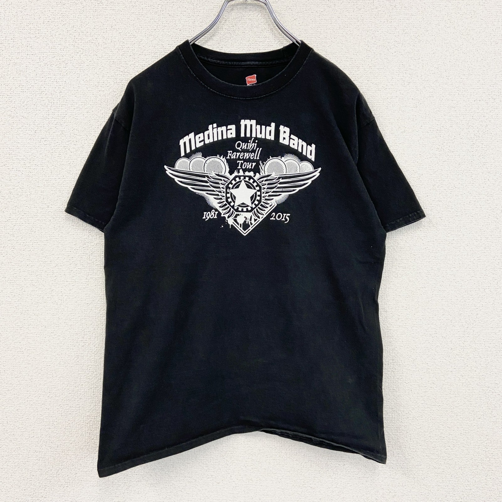 Hanes　ヘインズ　半袖プリントバンドTシャツ　Medina Mud Band　黒　ブラック　Mサイズ　古着