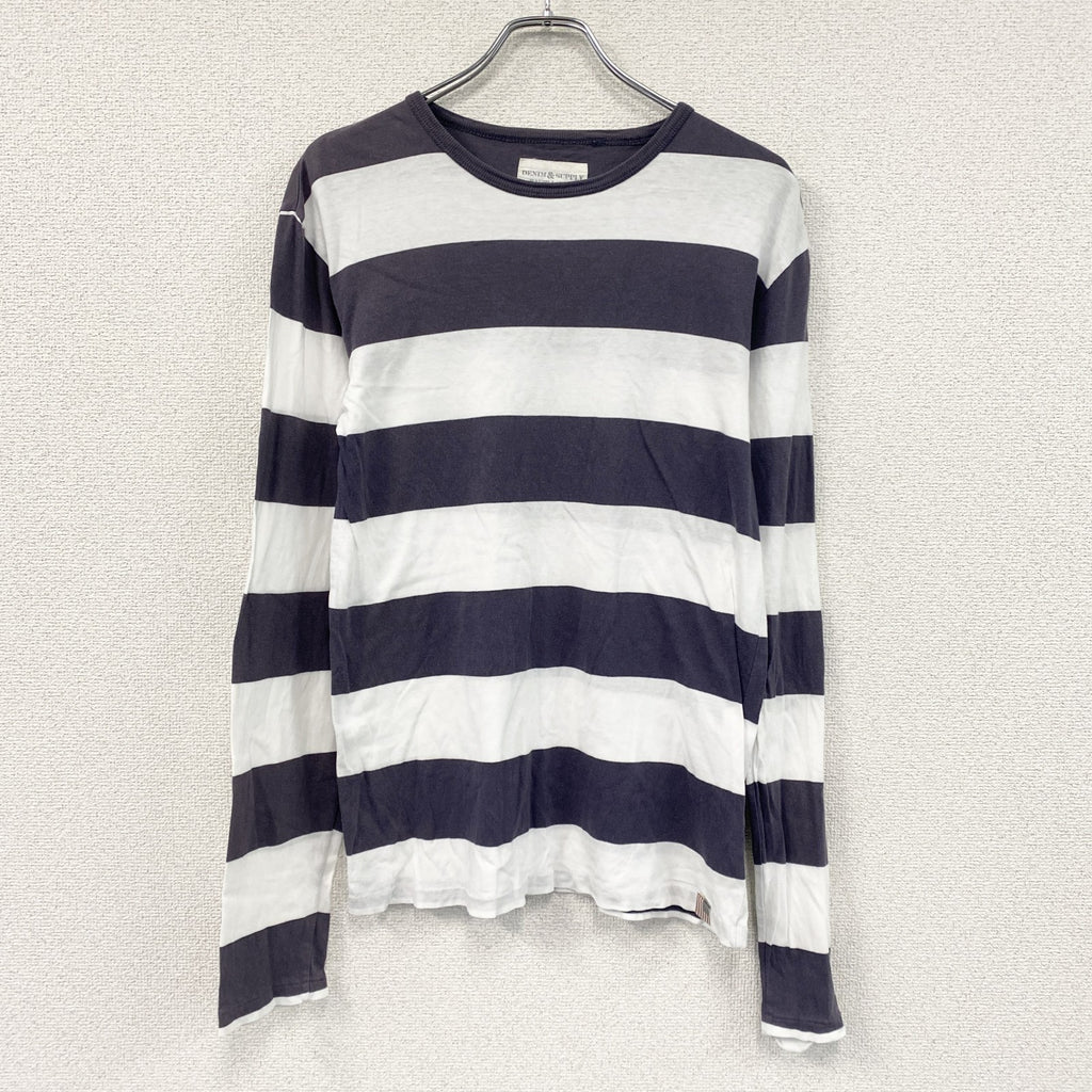DENIM＆SUPPLY RALPH LAUREN　デニム＆サプライ ラルフローレン　長袖Tシャツ/ロンT　ボーダー　紺　ネイビー　白　ホワイト　Sサイズ　古着