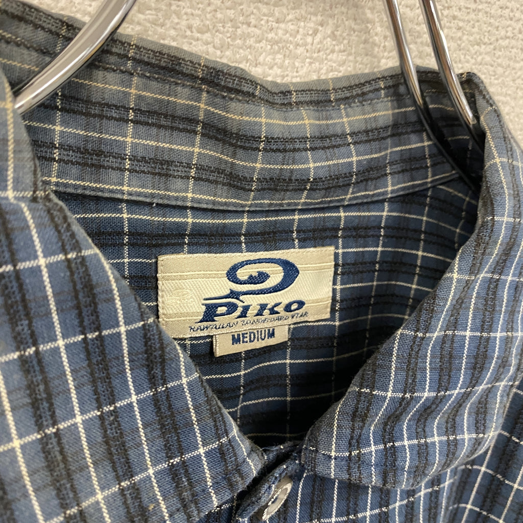 PIKO　ピコ　長袖シャツ　チェック柄　紺　ネイビー　Mサイズ　古着