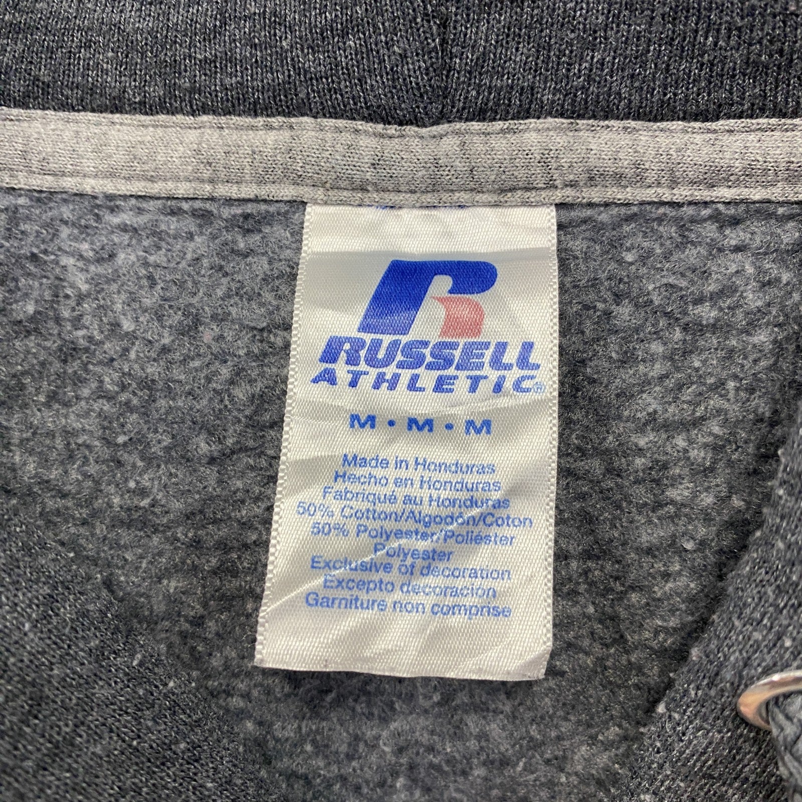 00s　RUSSELL　ラッセル　スウェットパーカー/フーディー　前V　クロスカントリー　ヴィンテージ　ダークグレー　Mサイズ　古着