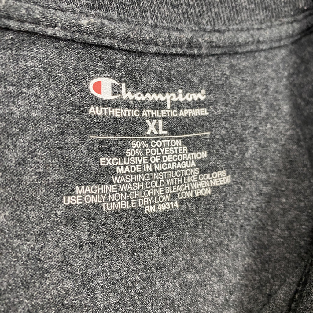 champion　チャンピオン　半袖プリントクルーネックTシャツ　ラクロス　スポーツ　グレー　灰色　XLサイズ　古着