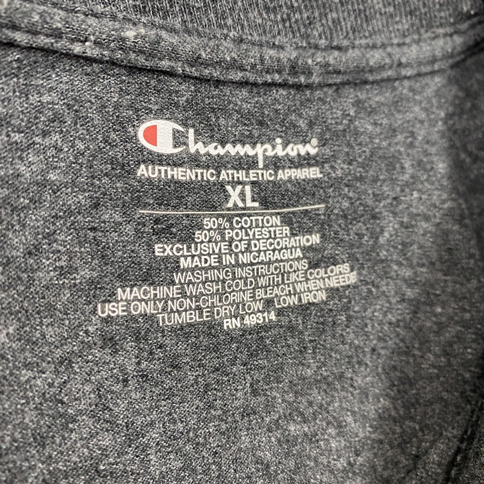 champion　チャンピオン　半袖プリントクルーネックTシャツ　ラクロス　スポーツ　グレー　灰色　XLサイズ　古着