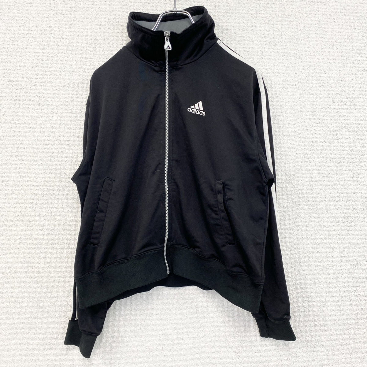 90s　adidas　アディダス　長袖トラックジャケット　フルジップジャージ　ヴィンテージ　黒　ブラック　Mサイズ　古着