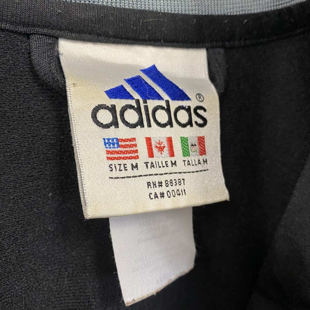 90s　adidas　アディダス　長袖トラックジャケット　フルジップジャージ　ヴィンテージ　黒　ブラック　Mサイズ　古着