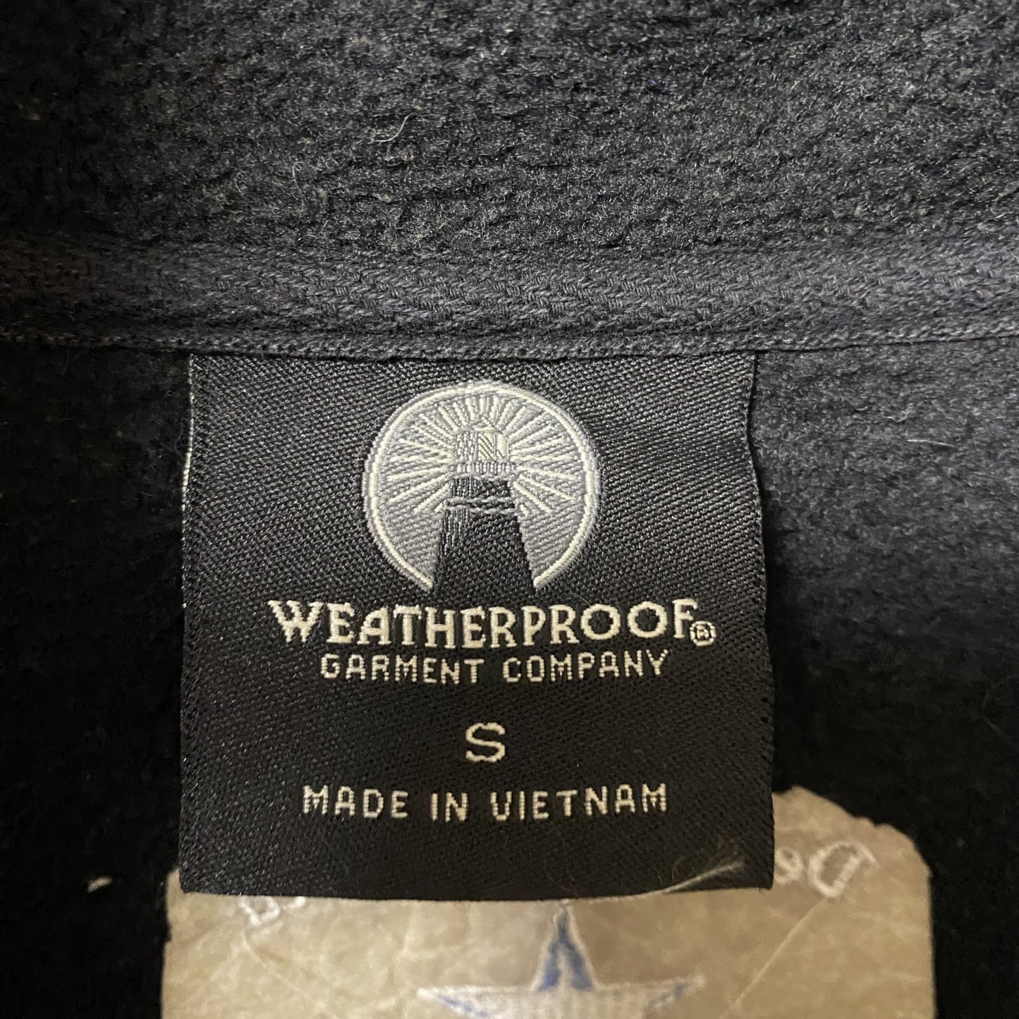 古着 used　WEATHERPROOF　長袖フリースジャケット　フルジップアウター　ワンポイント刺繍　黒　ブラック　Sサイズ