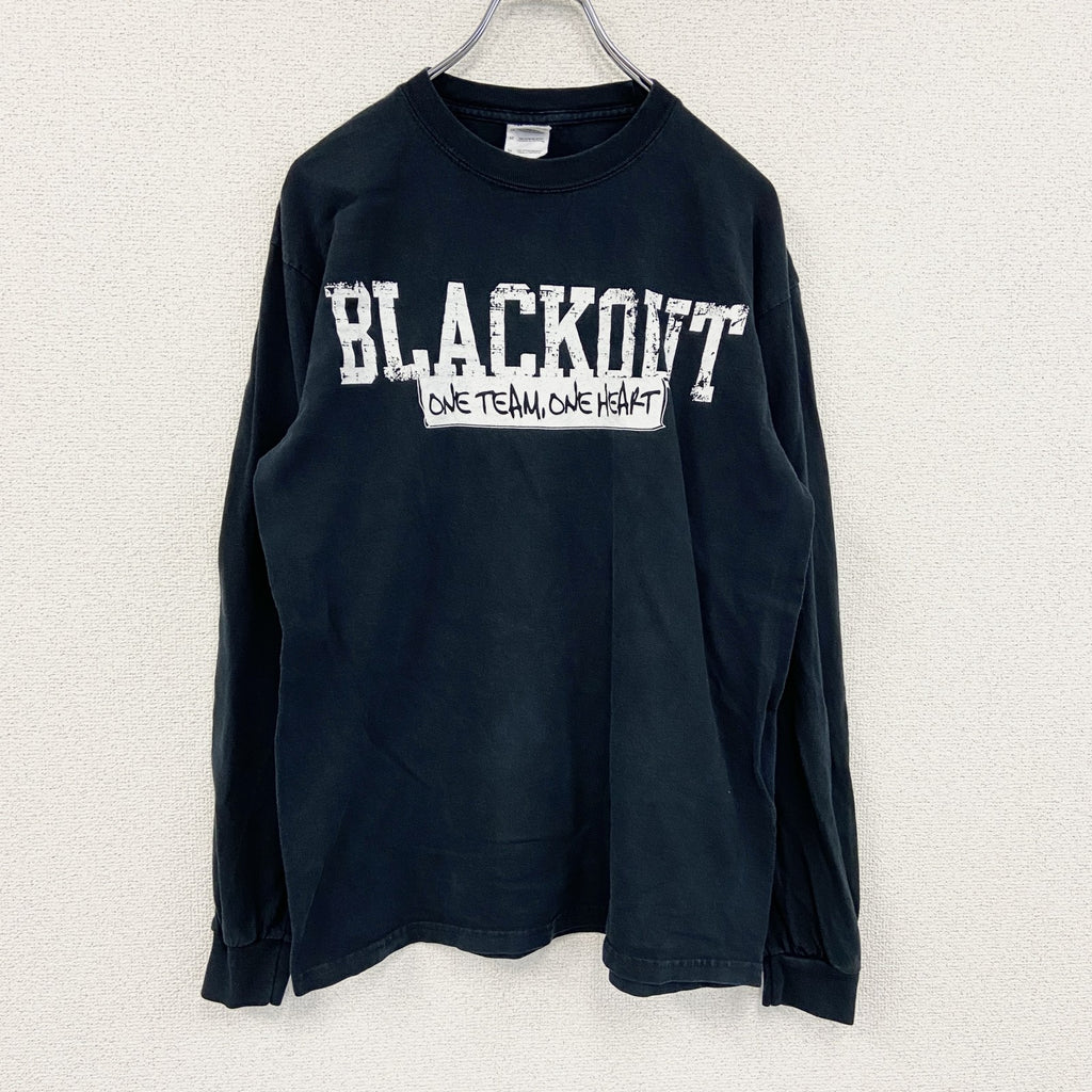 GILDAN　ギルダン　長袖プリントTシャツ/ロンT　スカル　骸骨　黒　ブラック　Mサイズ　古着