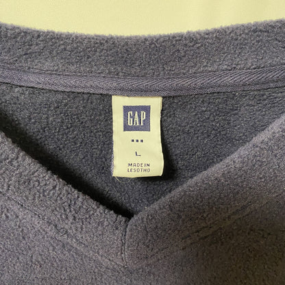 古着 used　GAP ギャップ　長袖Vネックフリース　プルオーバー　ツートンカラー　マルチカラー　赤　紺　Lサイズ