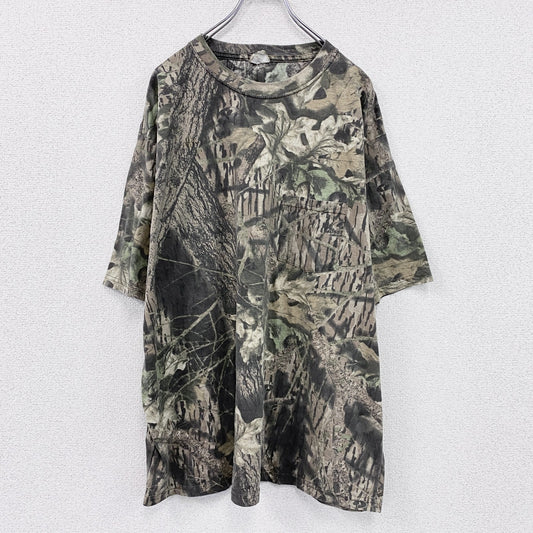 ～00s　MOSSY OAK　半袖プリントTシャツ　ポケットTシャツ　ヴィンテージ　リアルツリー　カモフラ柄　カーキ　