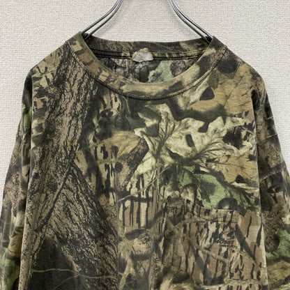 ～00s　MOSSY OAK　半袖プリントTシャツ　ポケットTシャツ　ヴィンテージ　リアルツリー　カモフラ柄　カーキ　