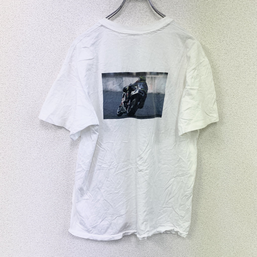 Hanes　ヘインズ　半袖プリントTシャツ　シングルステッチ　ヴィンテージ　白　ホワイト　Lサイズ カットソー メンズ コットン 古着