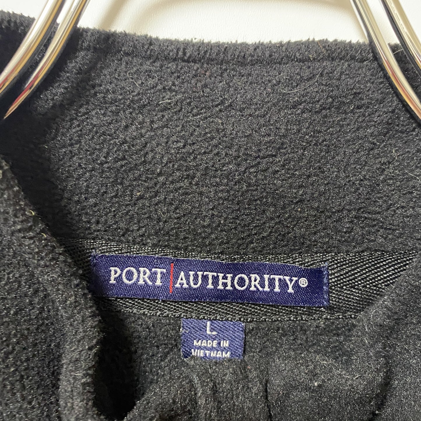 古着 used　PORT AUTHORITY　長袖フリースジャケット　フルジップアウター　黒　ブラック　ハイネック　Lサイズ