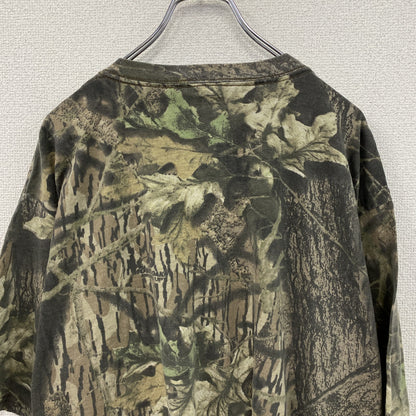 ～00s　MOSSY OAK　半袖プリントTシャツ　ポケットTシャツ　ヴィンテージ　リアルツリー　カモフラ柄　カーキ　