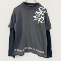 BULLET NOISE　バレットノイズ　長袖Tシャツ/ロンT　フェイクレイヤード　黒　ブラック　Mサイズ カットソー メンズ コットン 古着