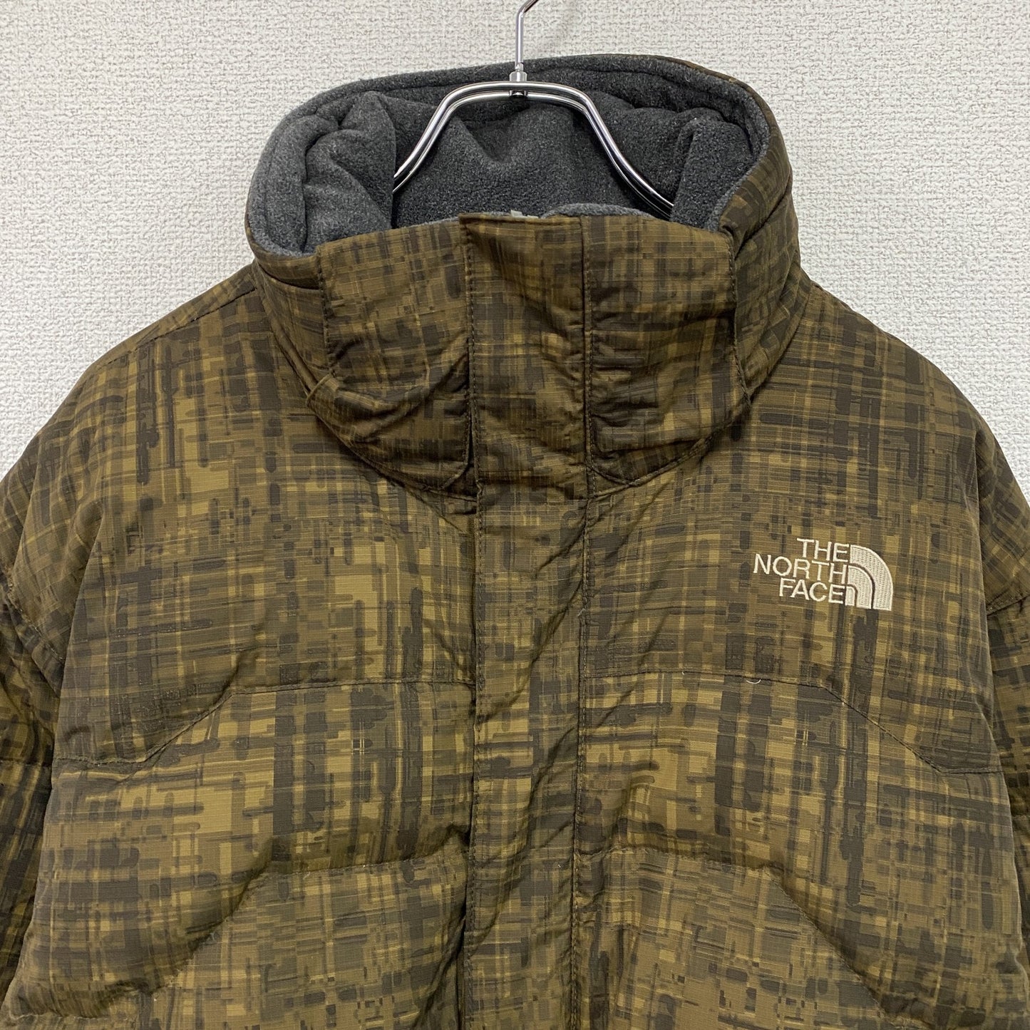 THE NORTH FACE ザノースフェイス　PRODIGY PRINT DOWN JACKET　ダウンジャケット　総柄　カーキ　Sサイズ