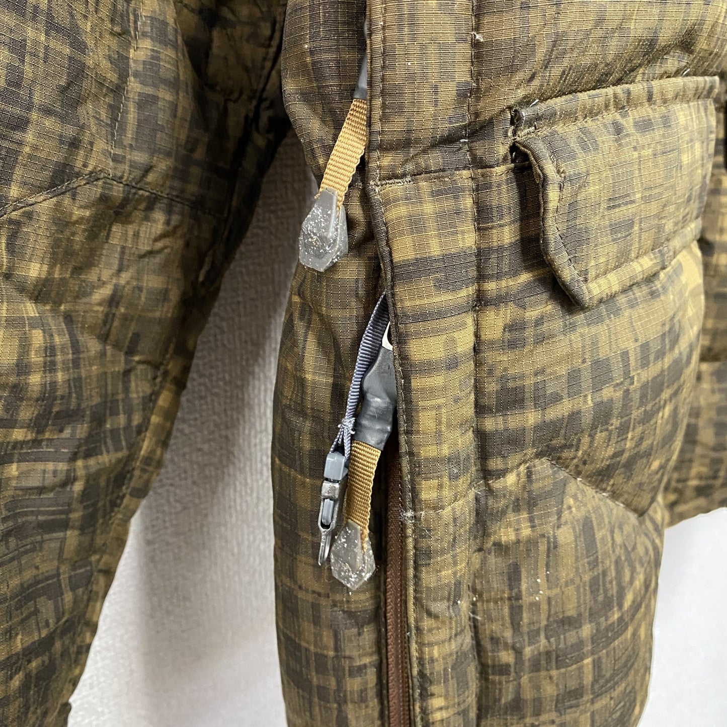 THE NORTH FACE ザノースフェイス　PRODIGY PRINT DOWN JACKET　ダウンジャケット　総柄　カーキ　Sサイズ