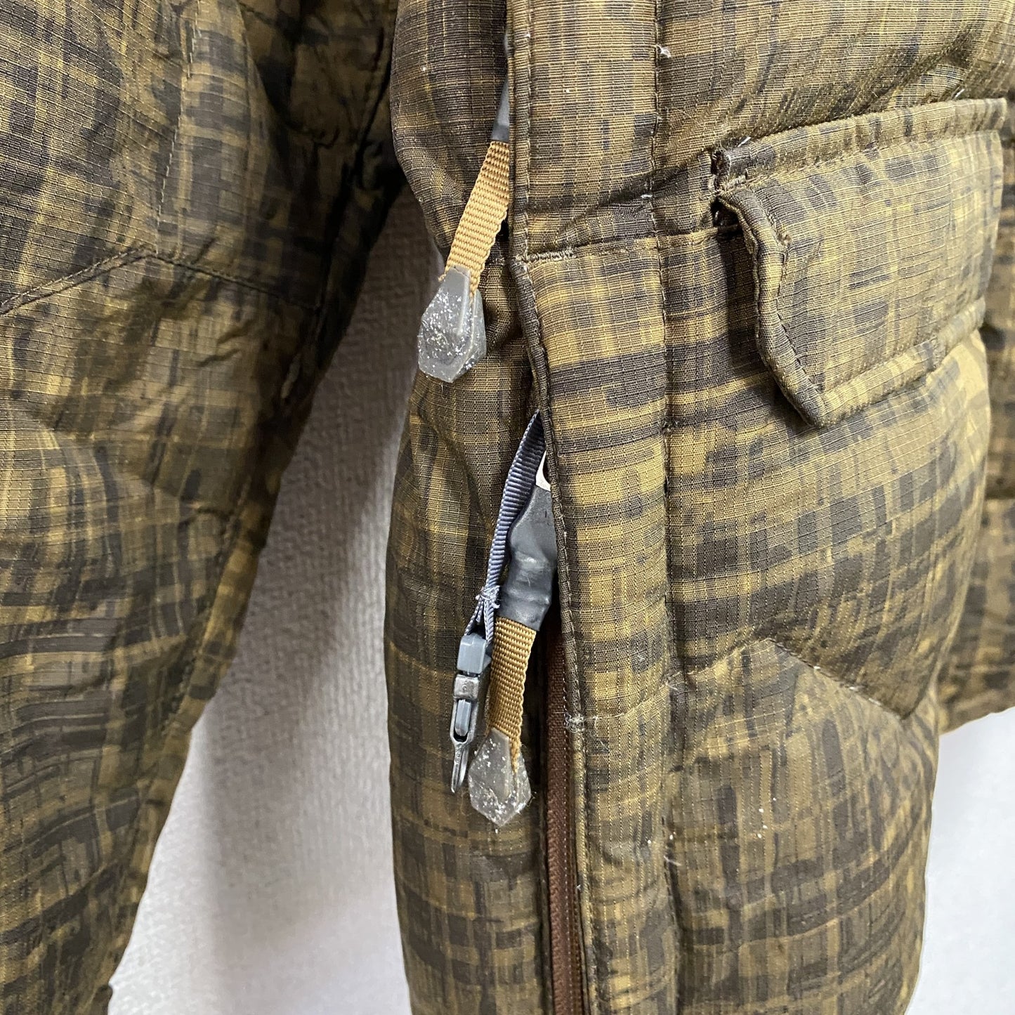 THE NORTH FACE ザノースフェイス　PRODIGY PRINT DOWN JACKET　ダウンジャケット　総柄　カーキ　Sサイズ