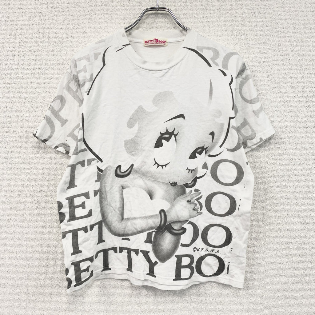 Betty Boop　ベティブープ　半袖プリントTシャツ　白　ホワイト　グレー　M-Lサイズ　古着