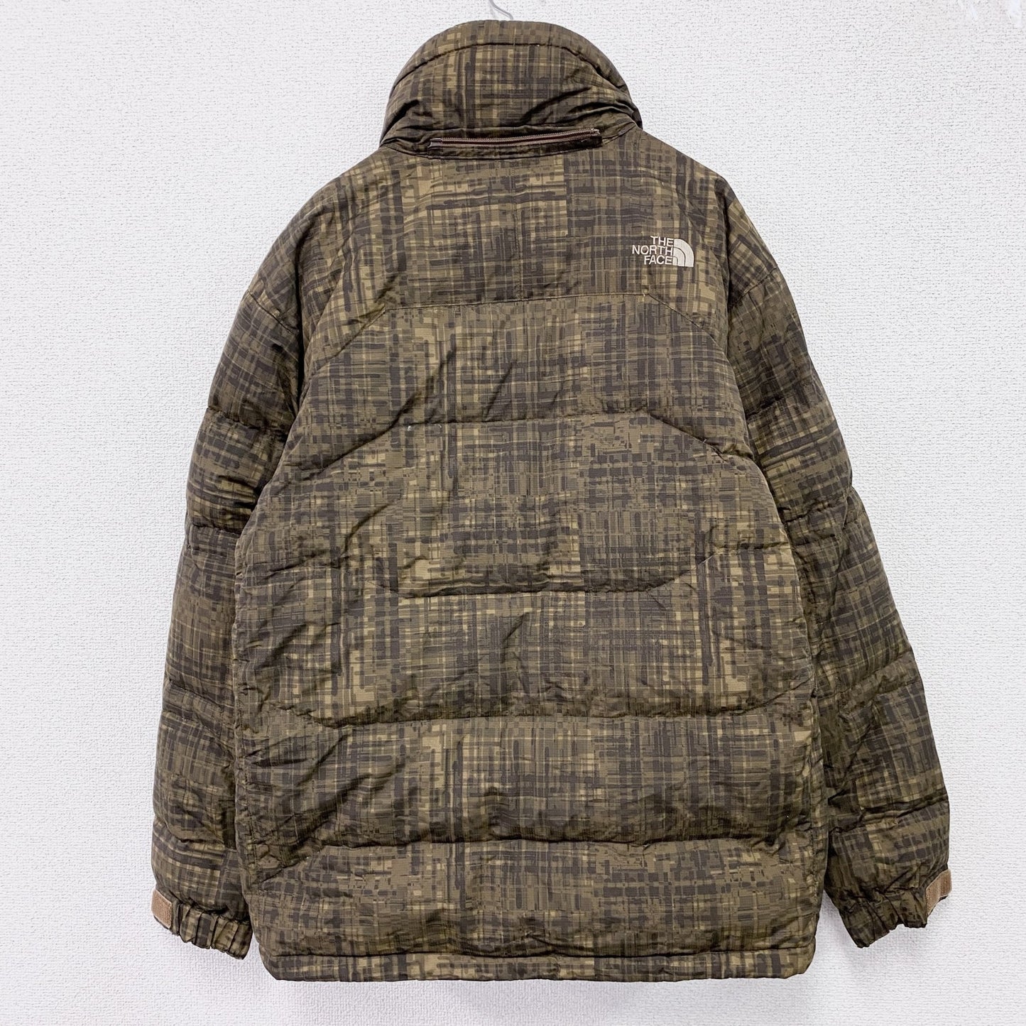 THE NORTH FACE ザノースフェイス　PRODIGY PRINT DOWN JACKET　ダウンジャケット　総柄　カーキ　Sサイズ