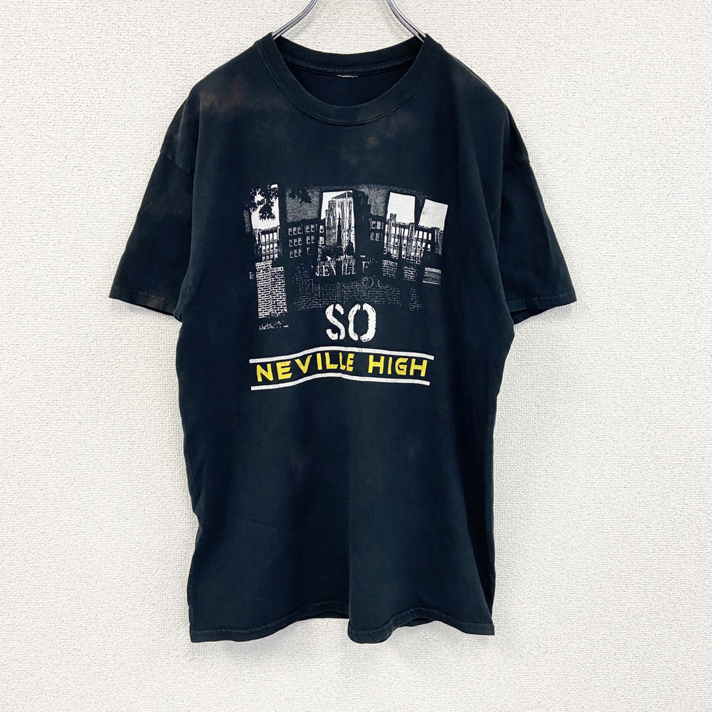 半袖プリントTシャツ　両面プリント　フットボール　黒　ブラック カットソー メンズ 古着