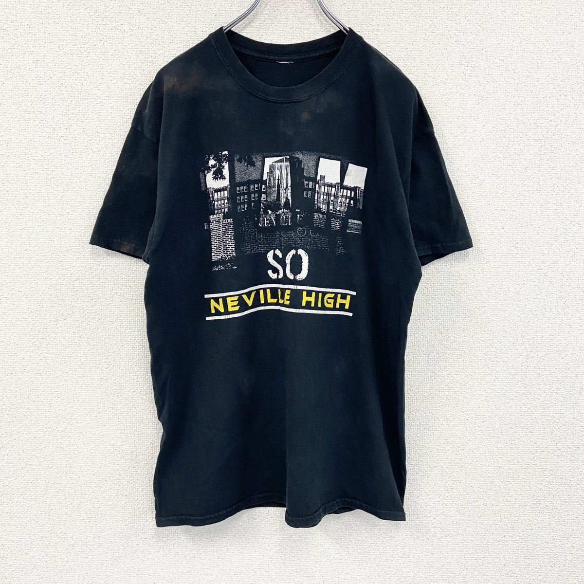 半袖プリントTシャツ　両面プリント　フットボール　黒　ブラック カットソー メンズ 古着