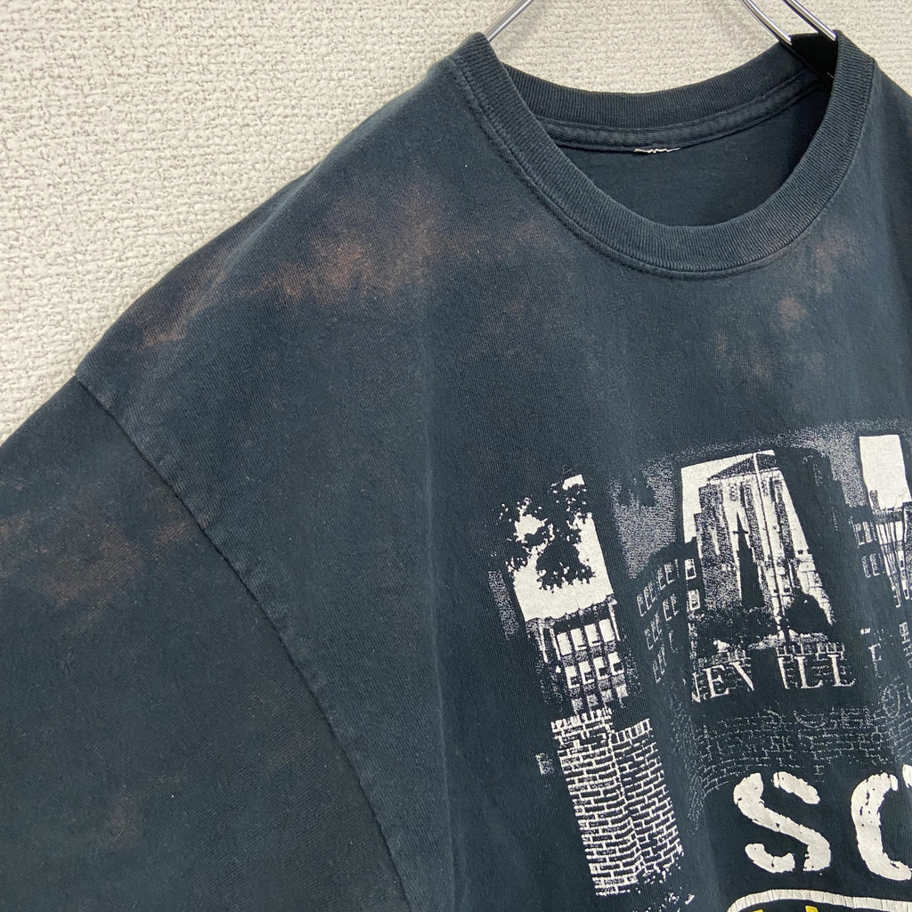 半袖プリントTシャツ　両面プリント　フットボール　黒　ブラック カットソー メンズ 古着