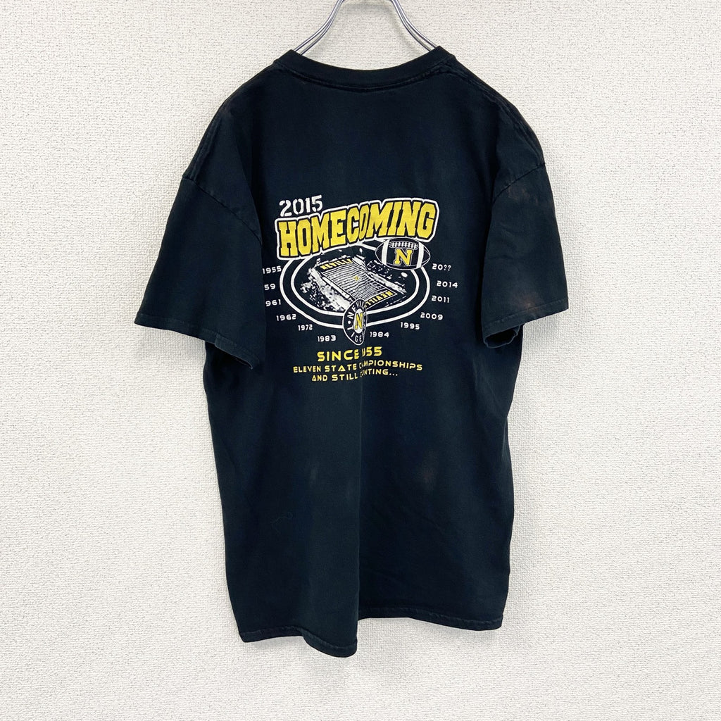 半袖プリントTシャツ　両面プリント　フットボール　黒　ブラック カットソー メンズ 古着
