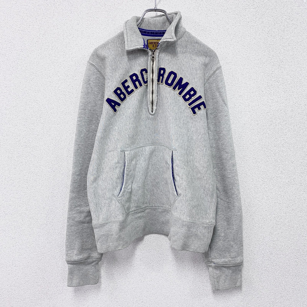 ABERCROMBIE＆FITCH　アバクロンビー＆フィッチ　ハーフジップスウェット　グレー　灰色　Mサイズ　古着