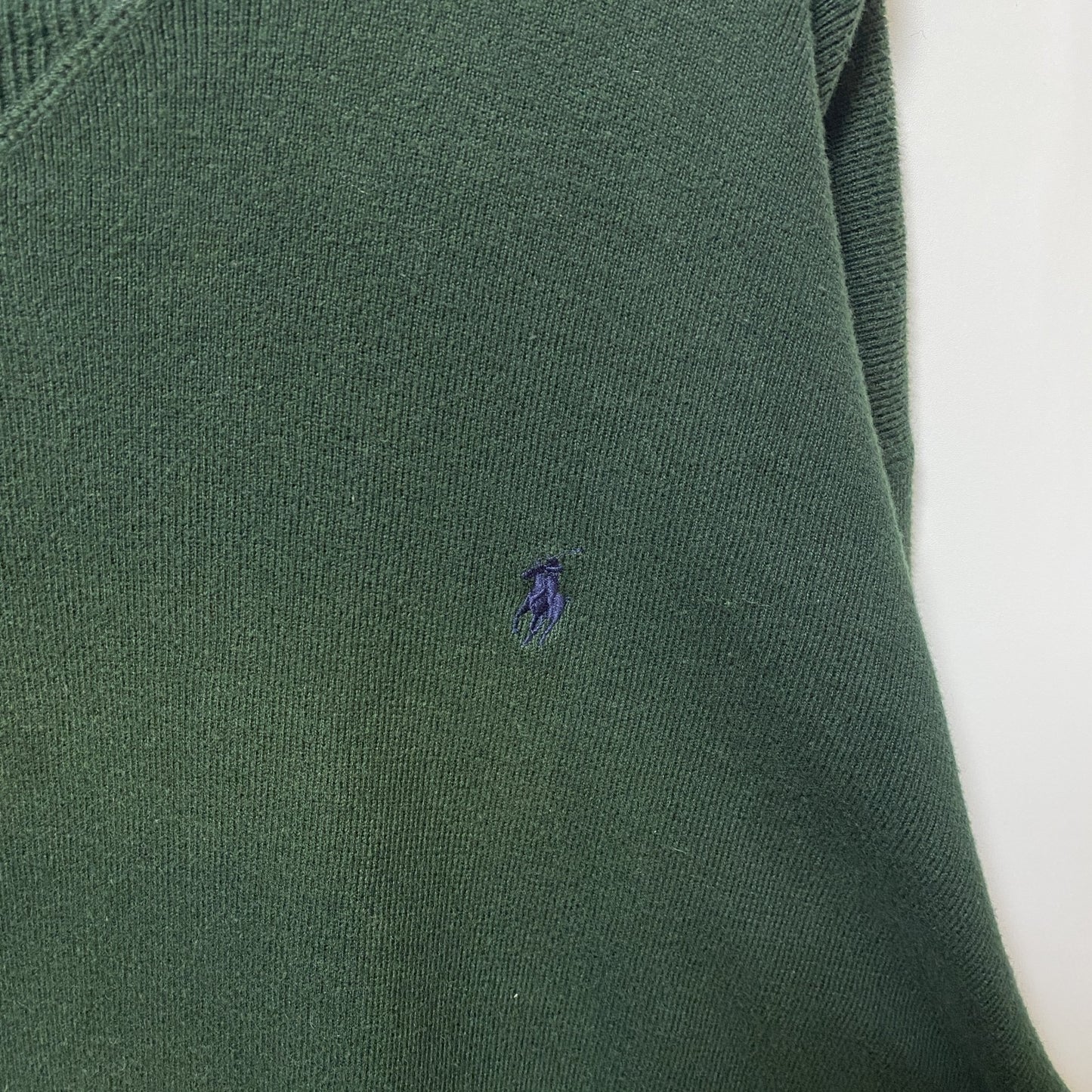 古着 used　Polo by Ralph Lauren ポロバイラルフローレン　長袖Vガネットニット　セーター　緑　XXLサイズ