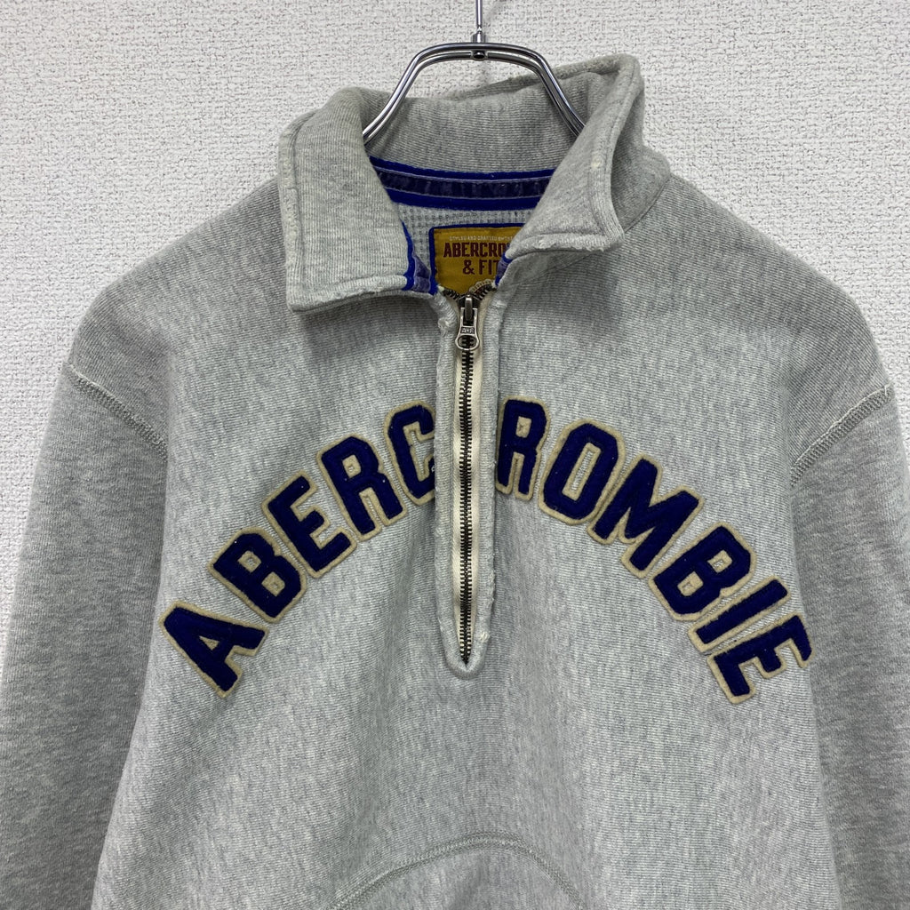 ABERCROMBIE＆FITCH　アバクロンビー＆フィッチ　ハーフジップスウェット　グレー　灰色　Mサイズ　古着