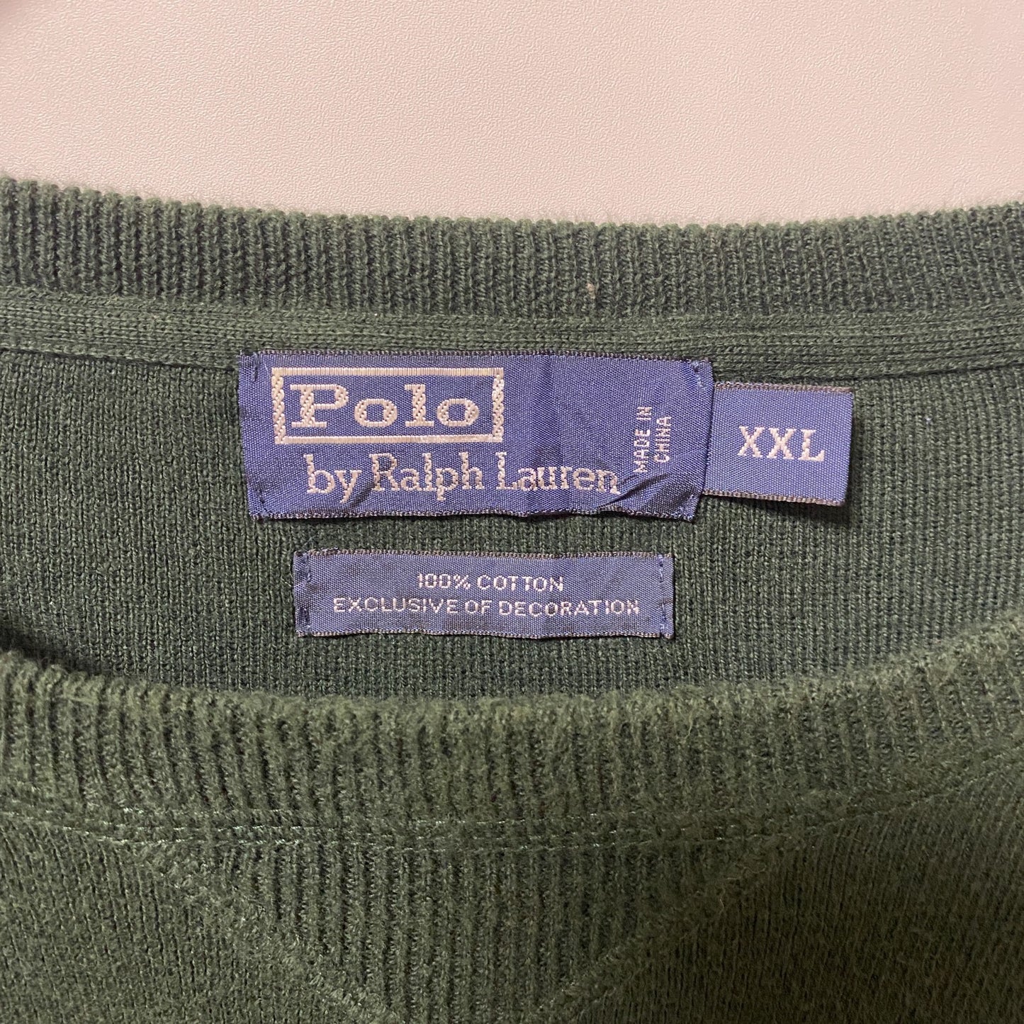 古着 used　Polo by Ralph Lauren ポロバイラルフローレン　長袖Vガネットニット　セーター　緑　XXLサイズ