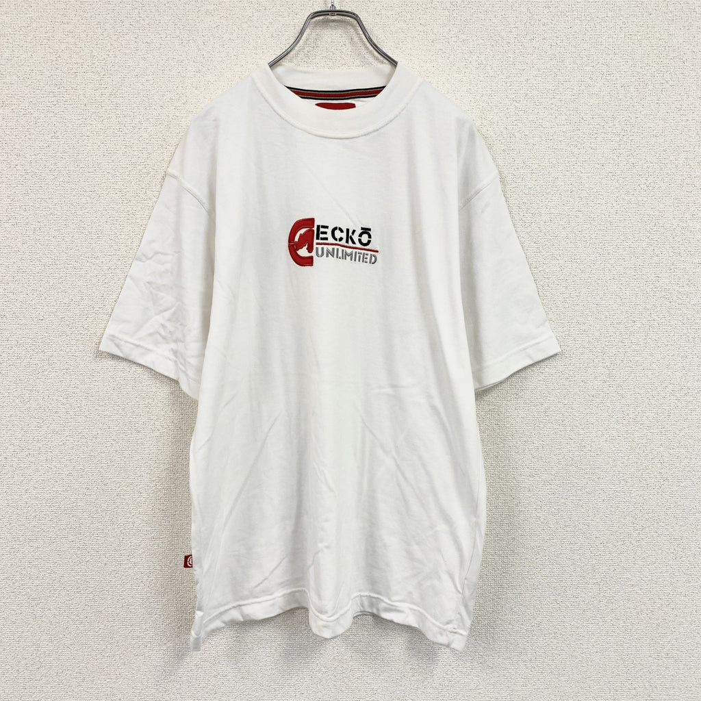 ECKO UNLTD.　エコーアンリミテッド　半袖プリントTシャツ　刺繍ロゴ　ワンポイント　白　ホワイト　Lサイズ　古着