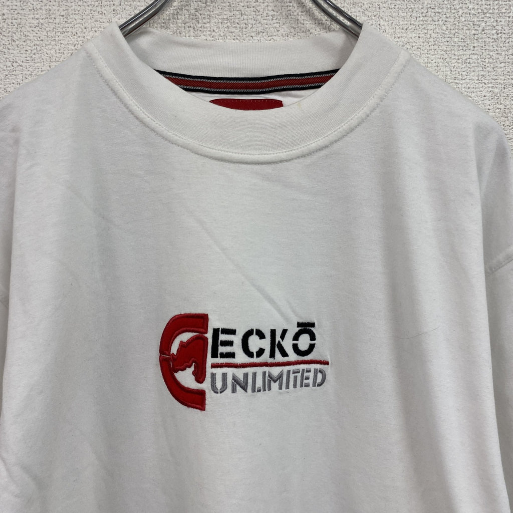 ECKO UNLTD.　エコーアンリミテッド　半袖プリントTシャツ　刺繍ロゴ　ワンポイント　白　ホワイト　Lサイズ　古着