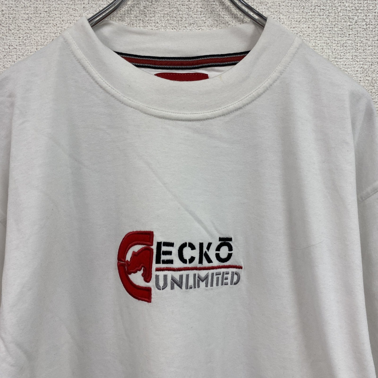 ECKO UNLTD.　エコーアンリミテッド　半袖プリントTシャツ　刺繍ロゴ　ワンポイント　白　ホワイト　Lサイズ　古着