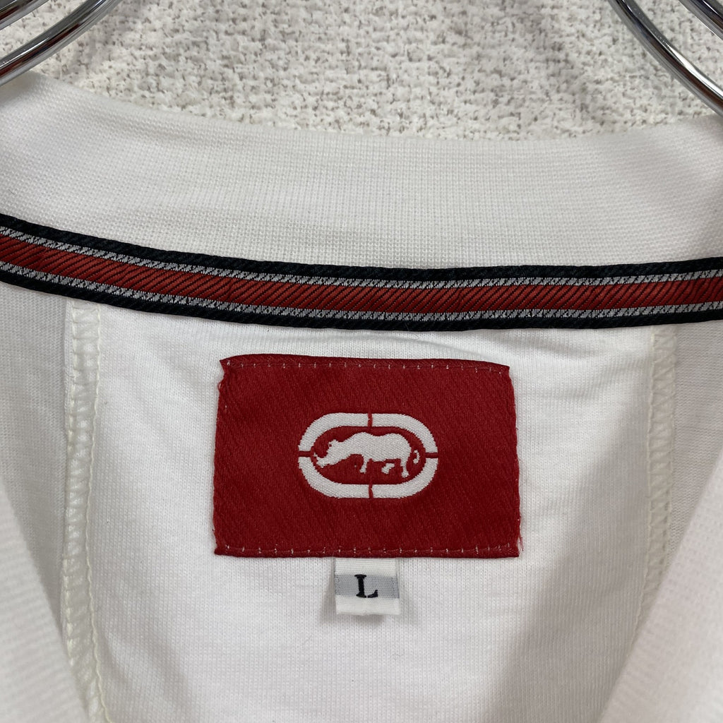 ECKO UNLTD.　エコーアンリミテッド　半袖プリントTシャツ　刺繍ロゴ　ワンポイント　白　ホワイト　Lサイズ　古着